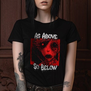 As Above So Below Occult T-Shirt - Witchcraft Aesthetic Design - Soft Cotton Tee - Wiccan Clothing, Magick Ritual Apparel, Gothic Streetwear