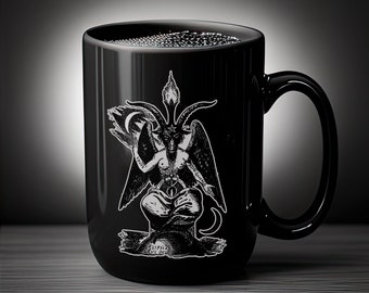 Satan Black Coffee Mug, 11oz | 15oz | occult satanic ceramic coffee cup