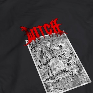Witch Graphic T-Shirt/Satanic Pagan T-Shirt/ Occult Red Devil Aquelarre/Wiccan Witchcraft magic t-shirt/Unisex Short Sleeve