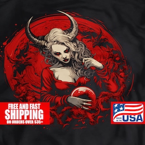 Halloween Lilith Graphic T-Shirt/Satanic Pagan Goddess T-Shirt/Dark shirt Tarot Card/Wiccan Witchcraft magic t-shirt/
