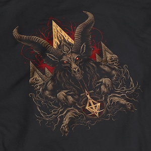 Baphomet Graphic T-Shirt/Satanic Pagan T-Shirt/ Occult Red Devil Tee/Wiccan Witchcraft magic t-shirt/Unisex Short Sleeve