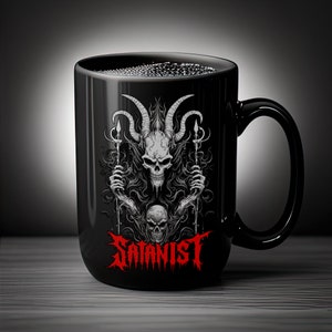 Satanist Black Coffee Mug, 11oz | Satan occult satanic ceramic coffee cup