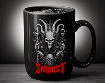 Satanist Black Coffee Mug, 11oz | Satan occult satanic ceramic coffee cup