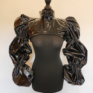 Pvc Puff Sleeve Jacket Cropped Top Open Back Festival Clubbing Rave ...