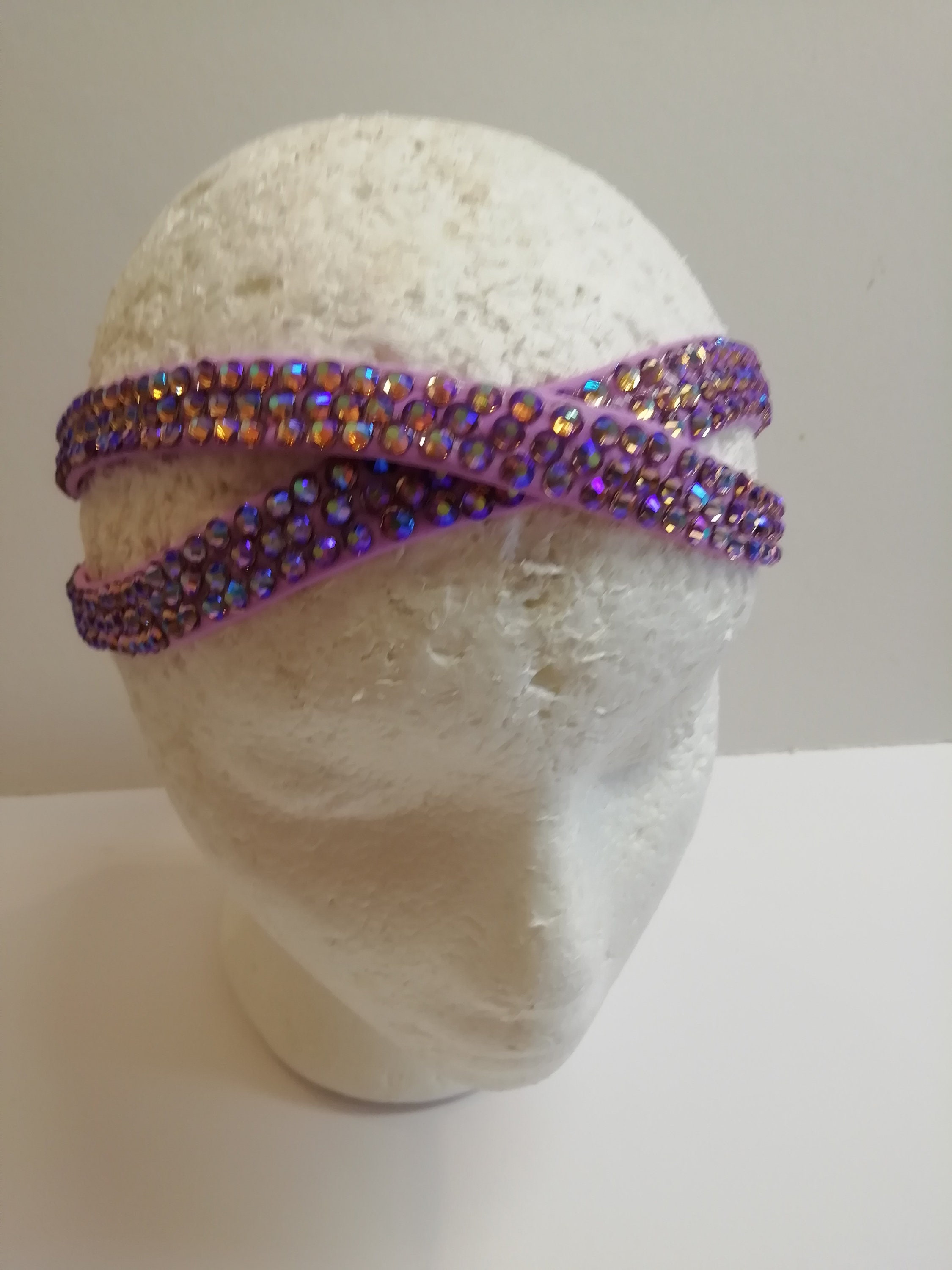 Rhinestone Dance Headband - Custom Stoned Lycra Hair Piece 