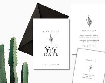 Minimalist Desert Invitation Set Template | Western Invitation | Desert Invitation | Western | Cactus | Desert Wedding | Instant Download