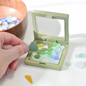 Floating Seaglass Display Frame - Customizable & Reusable Clear Suspension Frame to Display Seaglass - SMALL (2.75&quot; x 2.75&quot;)