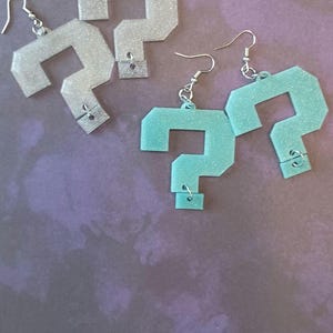 TIPPER inspired! Tipper and Friends question mark earrings 2&quot;, perfect for festival, concert, David Tipper retirement shows, rave or dancing