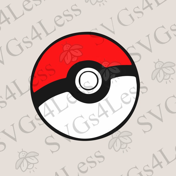 Pokémon Pokéball en color y en blanco y negro 2-SVG, 2-PNG, 2-JPG, 2-Pdf Descarga digital instantánea