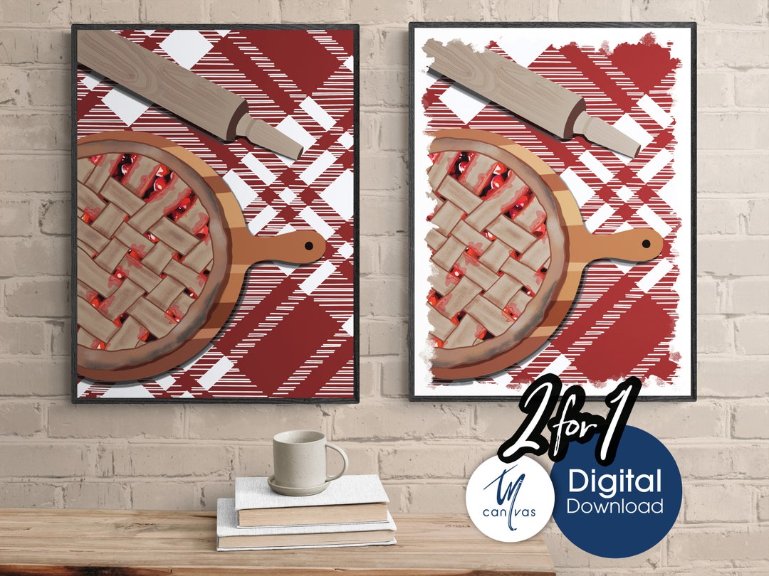Cherry Pie Printable Wall Decor, Set of 2 Dessert Posters, Bakery ...