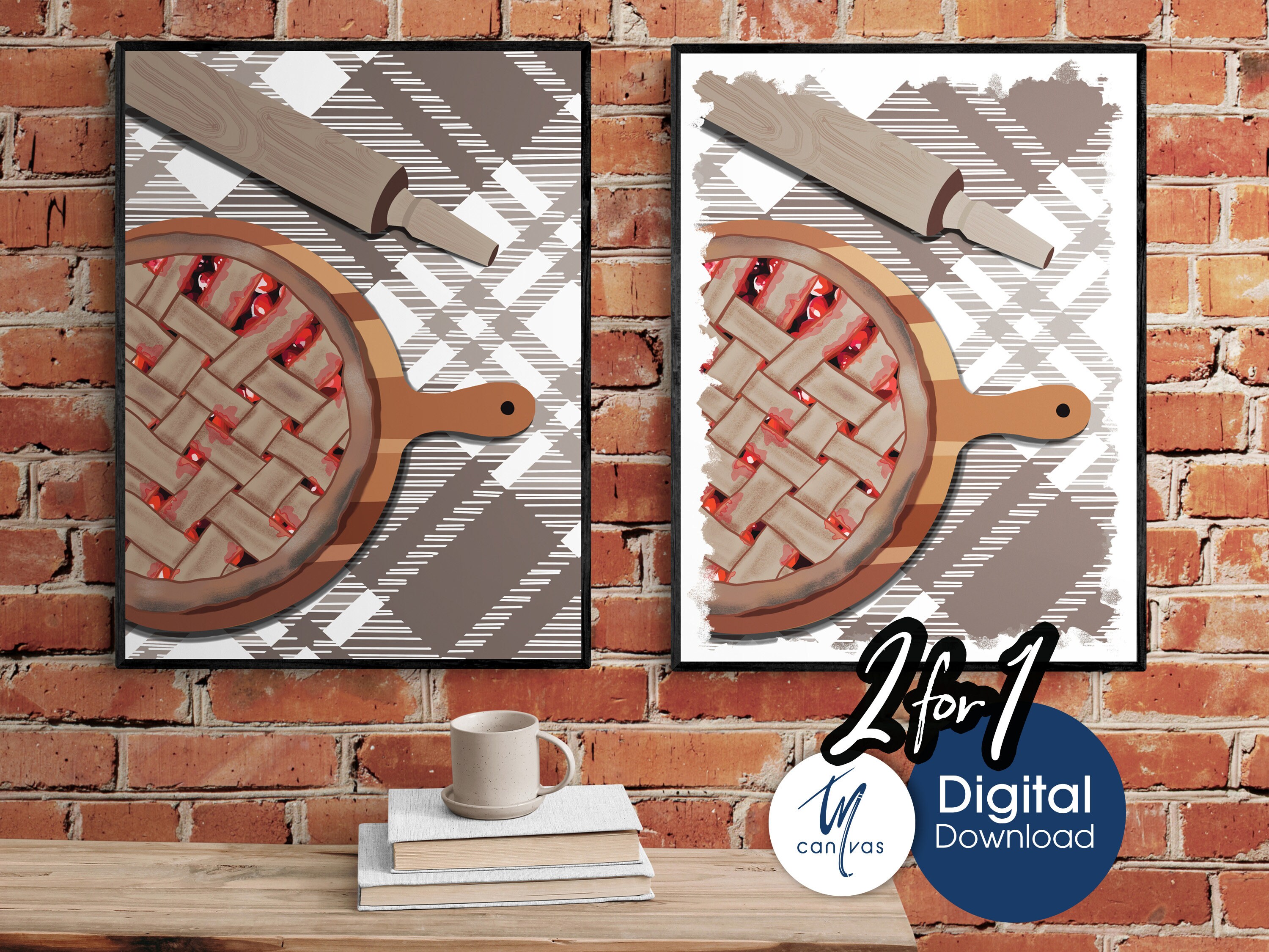 Cherry Pie Printable Posters Set of 2 Dessert Printable Wall - Etsy
