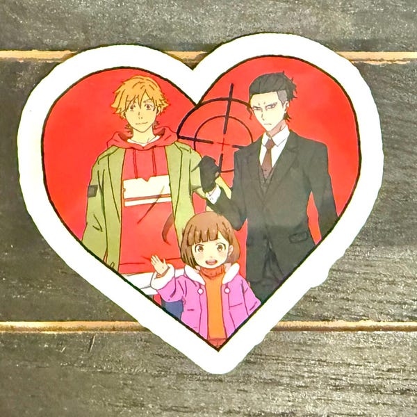 Buddy Daddies Stickers, Buddy Daddies, Kazuki Kurusu, Rei Suwa, Miri, Laptop Stickers, Water Bottle Stickers, Water resistant Sticker