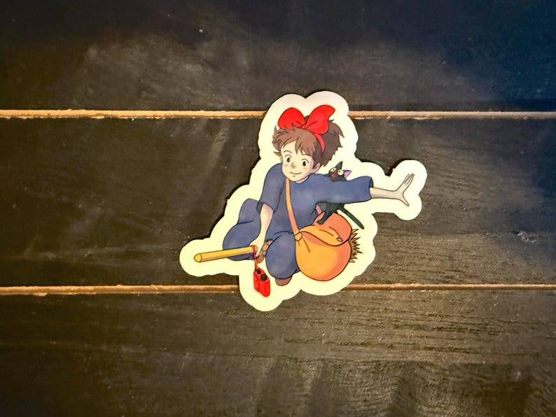 Studio Ghibli Stickers, totoro,, howl's moving castle, Mononoke, spirited away, totoro, Kiki, Castle in the Sky, Water Bottle Stickers Kiki
