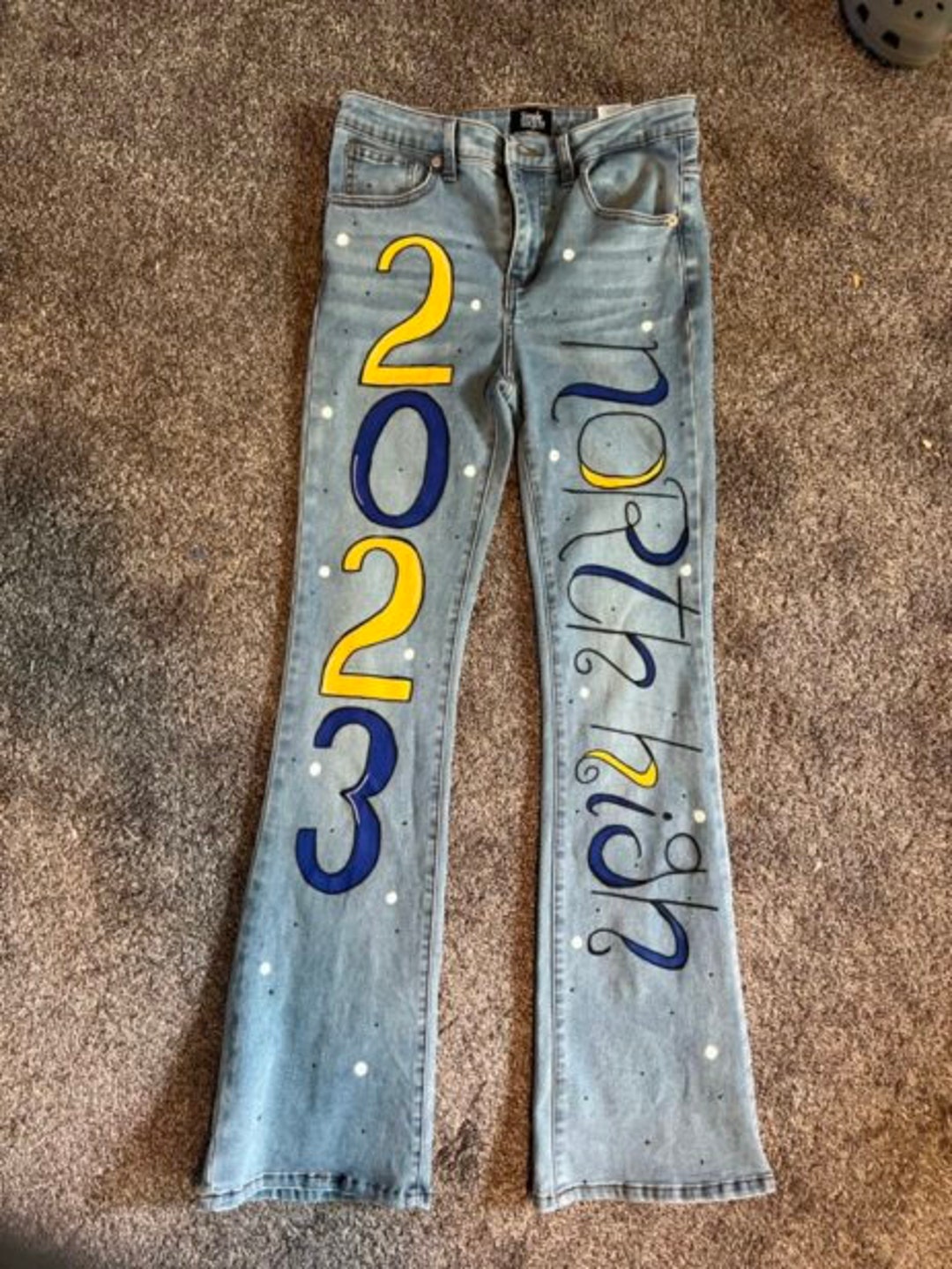 CUSTOM Painted Jeans School Spirit Graduation Apparel Hand Painted Jeans Womens Jeans Mens Jeans