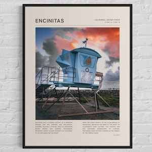 Encinitas Surfing History Print - California Coastal Wall Art, Surf Poster, California Beach Decor, Surfing History,Ideal Gift for Surfers