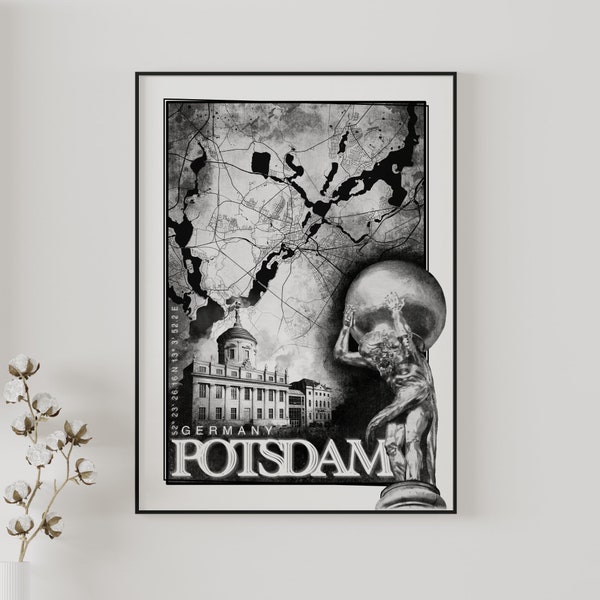 POTSDAM Poster, Stadtkarte Wandbild, Reiseposter mit Koordinaten, Wandkunst