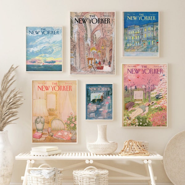 New Yorker Magazine Cover Set Of 6, The New Yorker Prints, New Yorker Posters, Vintage , The New Yorker, Instant Digital Download