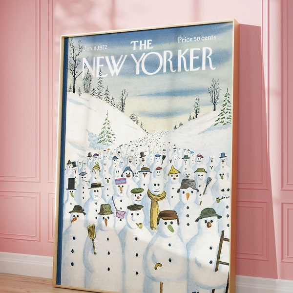 New Yorker Magazine Cover, 8 Jan. 1972, Vintage Art Print, Winter, Wall Art, Decor, New York, Magazine, Christmas season, Essence of Winter