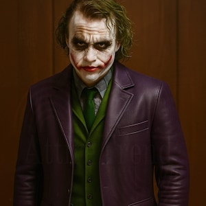 Handmade Joker Leather Coat: Dark Knight Halloween Costume