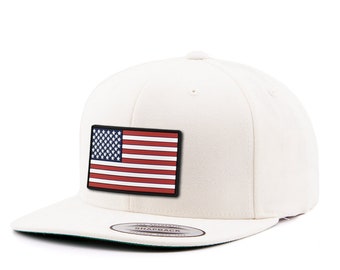 American Flag Premium Flat Bill Snapback Hat | USA Flag Flatbill Cap for Men and Women | Patriotic Hat | 4th of July American Flatbill Hat