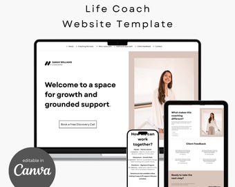Life Coach Website Template Canva, Editable Coaching Page Design, Professional Sales Page for Coaches