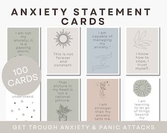 Printable Anxiety Statement Cards Affirmation Anxiety Release Coping Skills Emotional Regulation Stress Relief Gift