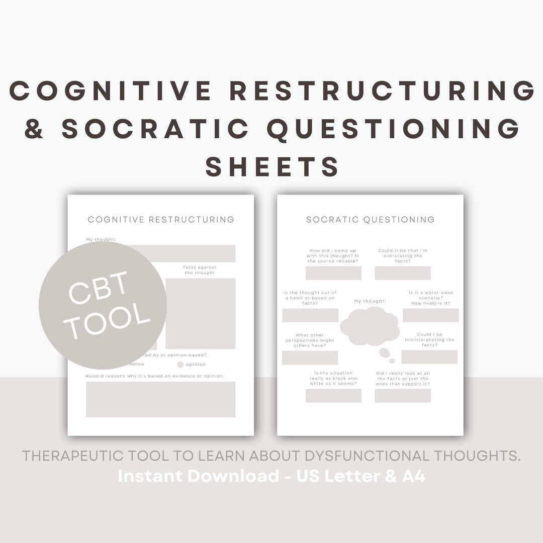 Cognitive Restructuring Therapist Worksheets Socratic Thinking CBT ...