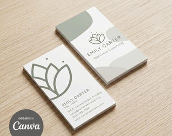 Wellness Coach Visitenkarte, bearbeitbare Canva-Vorlage für Gesundheitscoach Branding und sofortiger Download