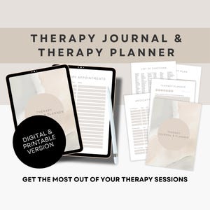 Digital Therapy Journal Hyperlinked Mental Health Workbook Printable Self Care Planner Guided Journal Prompts Digital Therapy Journal Pack