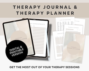 Digital Therapy Journal Hyperlinked Mental Health Workbook Printable Self Care Planner Guided Journal Prompts Digital Therapy Journal Pack