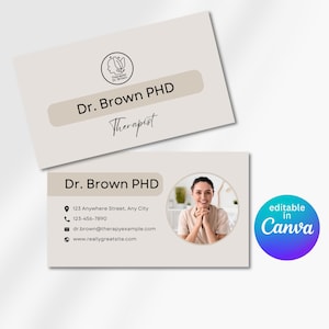 Mental Gesundheit Therapeut Visitenkarte Business Card Marketing-Material für Counselor Canva Template Personalisierbare DIY-Psychologie-Visitenkarte