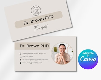 Mental Health Therapist Business Card Marketing Material for Counselor Canva Template Customizable DIY Psychology Business Card