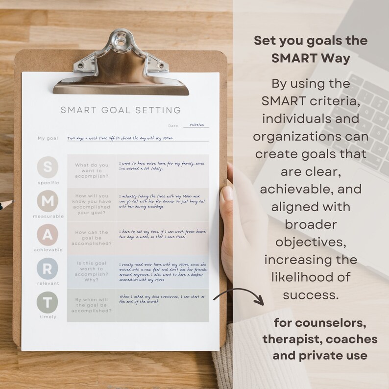 SMART Goal Setting Template Printable Goal Tracker Worksheets and ...
