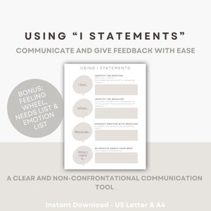 I-statements werkbladen Feedback Communicatietherapie-tool Counseling voor stellen Relatietherapie Geweldloze communicatie