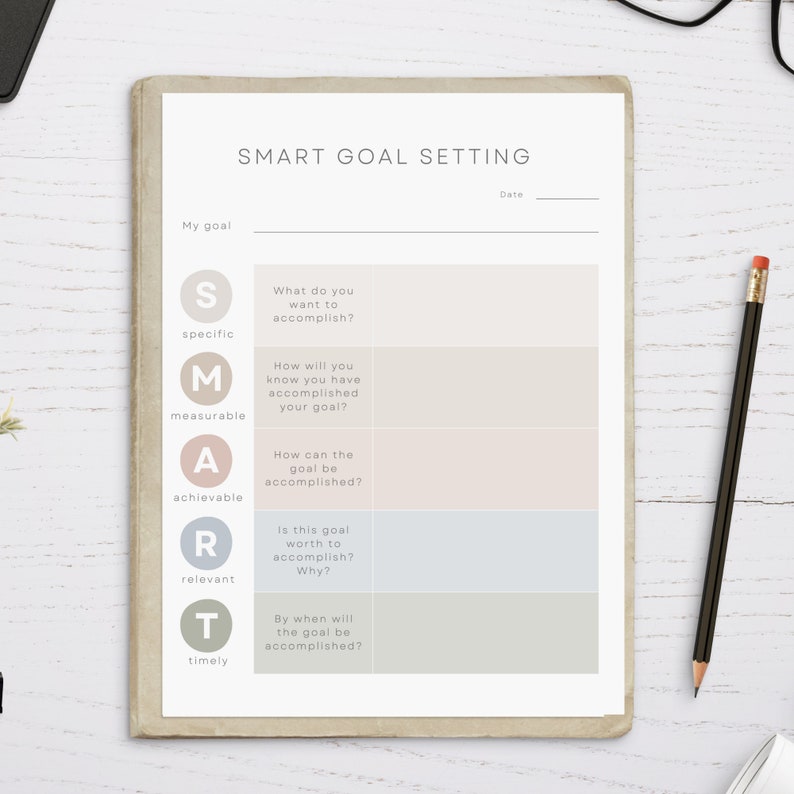 Smart Goals Worksheets Printable Goal Setting Template SMART Goal ...