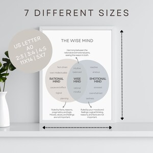 Printable dbt Wise Mind Print Dialectical Behavior Gift for Therapist Office Decor Sign Mindfulness Psychotherapy Mental Health Poster image 7