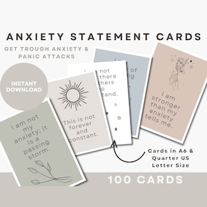 Anxiety Coping Skill Flashcards Printable Therapy Worksheets Anxiety Relief Statement Cards Digital Download Mental Health Resources