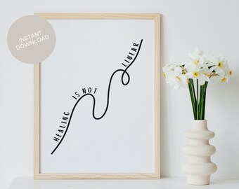 Healing Is Not Linear Print Mental Health Poster Minimalistic Therapy Office Decor Printable Wall Art for Counseling Room Digital Download