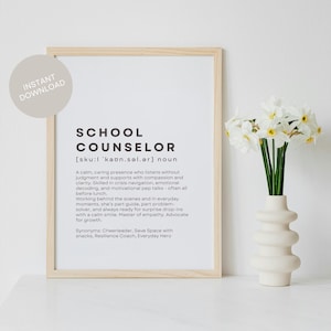 School Counselor Appreciation Poster Printable Wall Art for Counselors Graduation Gift Digital Download for Office Decor Definition Print