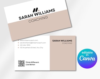 Life Coach Visitenkarte Canva Template Professionelles Marketing-Material für Coaches Anpassbares Business Promotion Design
