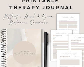 Printable Therapy Journal for Mental Health: Guided Reflection Planner PDF, Printable Self-Healing Workbook for Counseling & Anxiety