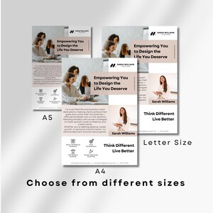 Life Coach Flyer Anpassbares Design Bearbeitbare Canva Vorlage Über mich Flyer für Coaches Professionelles Marketingmaterial Business Promotion Bild 5