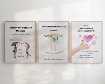 Mental Health Awareness Event Posters Bundle: Printable Posters for Awareness Month & World Mental Health Day (Digital Download)