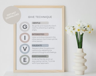 DBT GIVE Skills Poster: Therapist Office Decor (Digital Download)