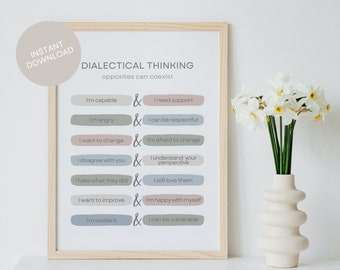 Dialectical Thinking Poster Cognitive Distortions Mental Health Print School Counselor Office Sign dbt Therapy Wall Art Psychology Gift