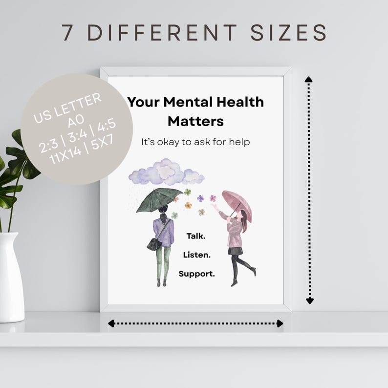 Mental Health Matters Printable Wall Art, Counseling Office Decor ...