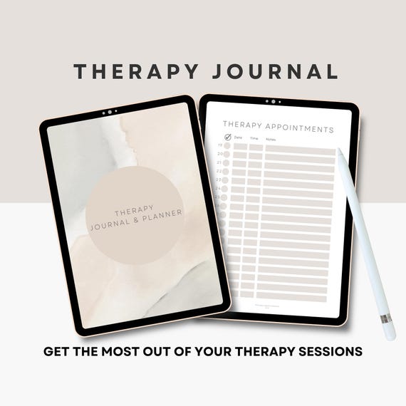 Digital Therapy Journal Hyperlinked Mental Health Planner Interactive Self Reflection Workbook Therapy Progress Tracker Counseling Guide PDF