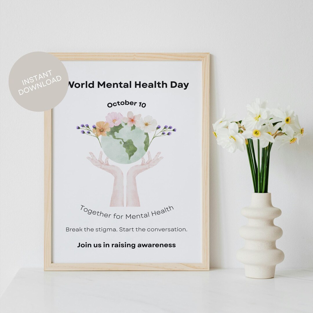 World Mental Health Day Poster, October 10 Printable, Awareness Wall ...