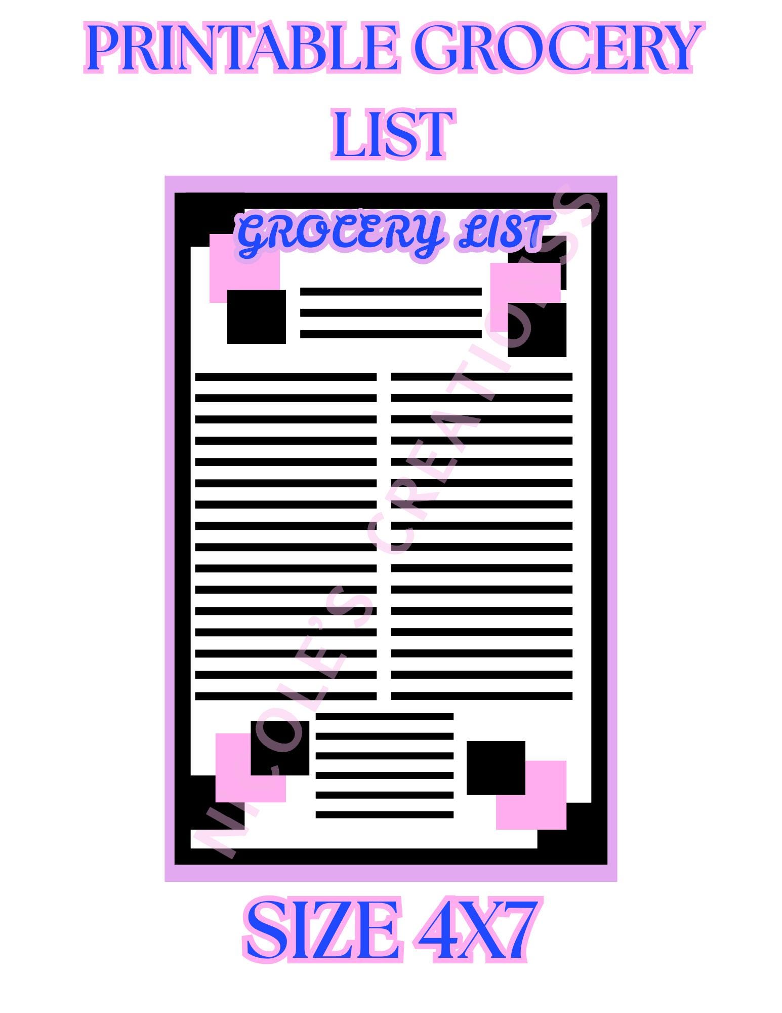 Shopping Note Sample Printable Grocery List, Shopping Notes, (digital File) - Etsy Australia