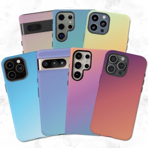 Matte winter pastel ombre gradiëntpatroon stoere telefoonhoes voor iPhone 15 14 13 12 11 Max Pro Plus Mini Pixel 8 7 6 S24 S23 S22 S21 Ultra